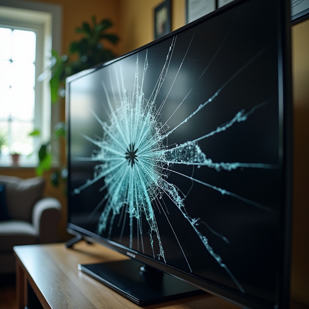 rozbitá obrazovka televize TCL