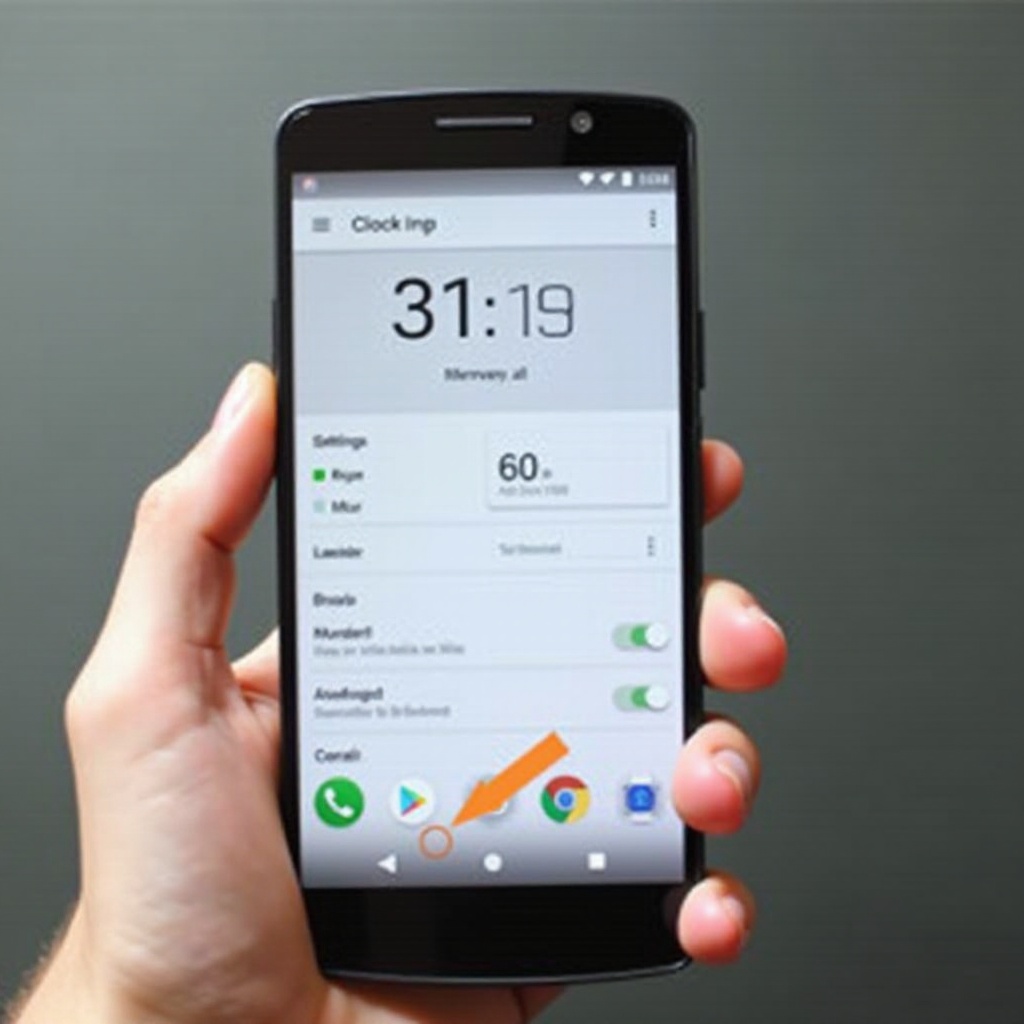 pokaż przycisk informacji o zegarze android